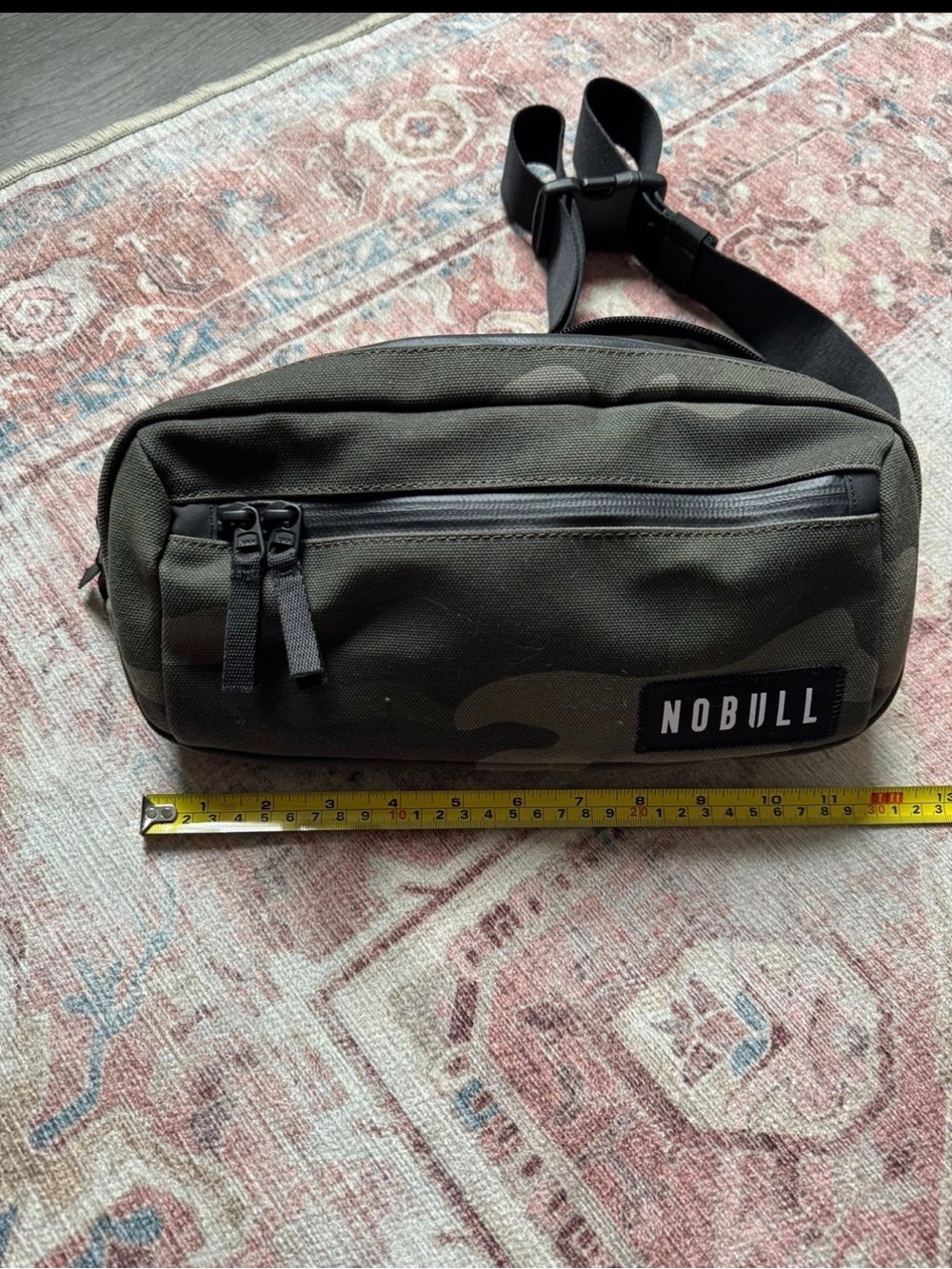 NOBULL Camo Olive Green Waist Sling Bag with Black Accents